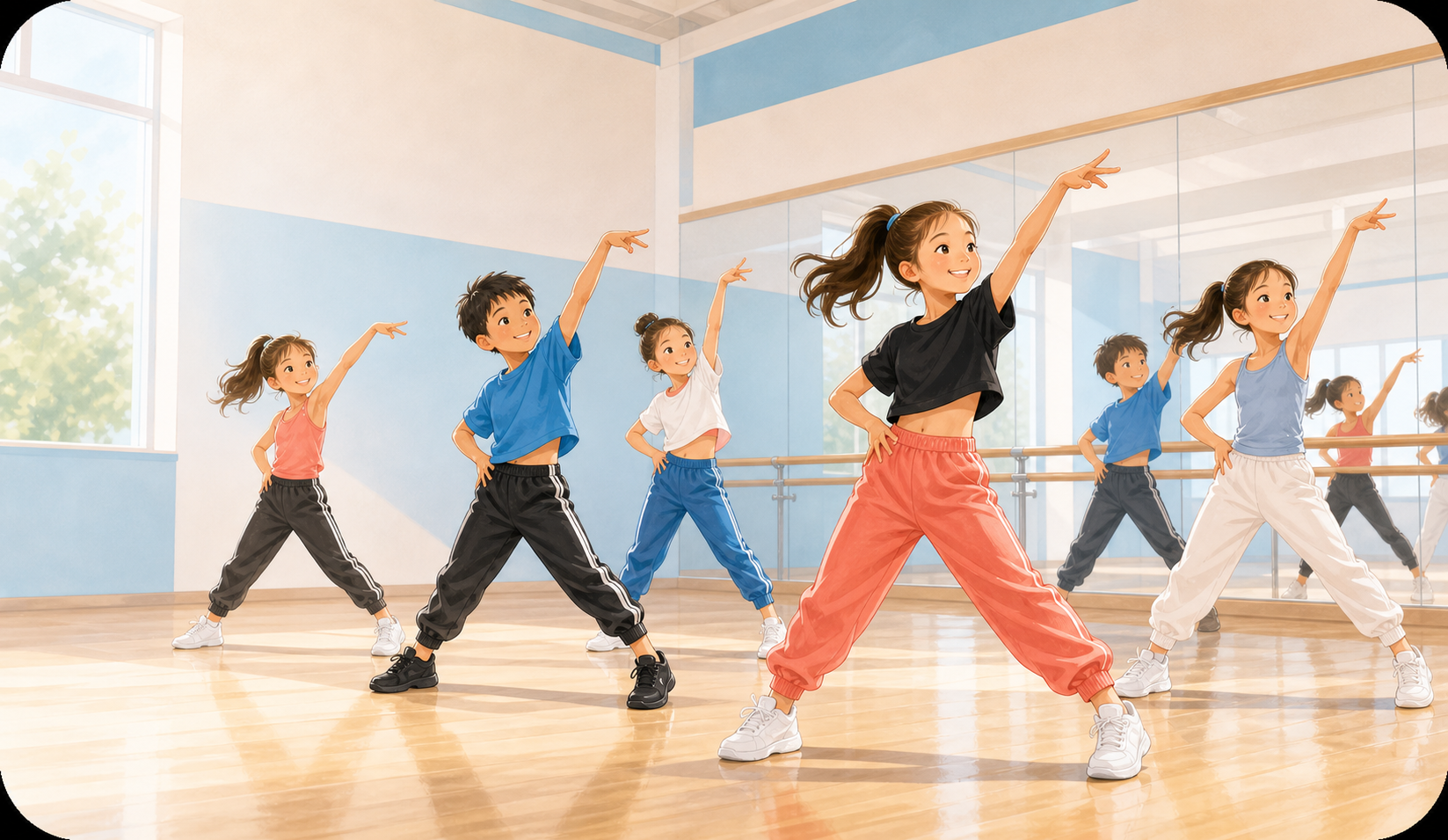 ダンスを楽しむ子ども達のイラスト